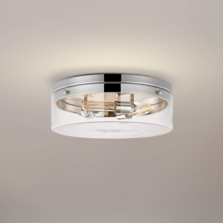 Nuvo Intersection Large Flush Mount - Polished Nickel with Clear Glass 60/7638